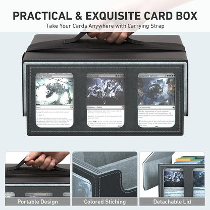 3-Row Trading Card Storage Box, Bulk Cards Case for 2400+ Mtg tcg Magic Playing Game Card Organizer, Commander Deck Box with 3 Supports & 24 Dividers