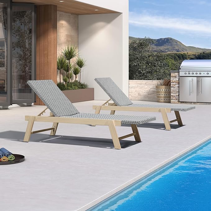 PURPLE LEAF Extra Large Patio Chaise Lounge 2 Pieces French Outdoor Wicker
