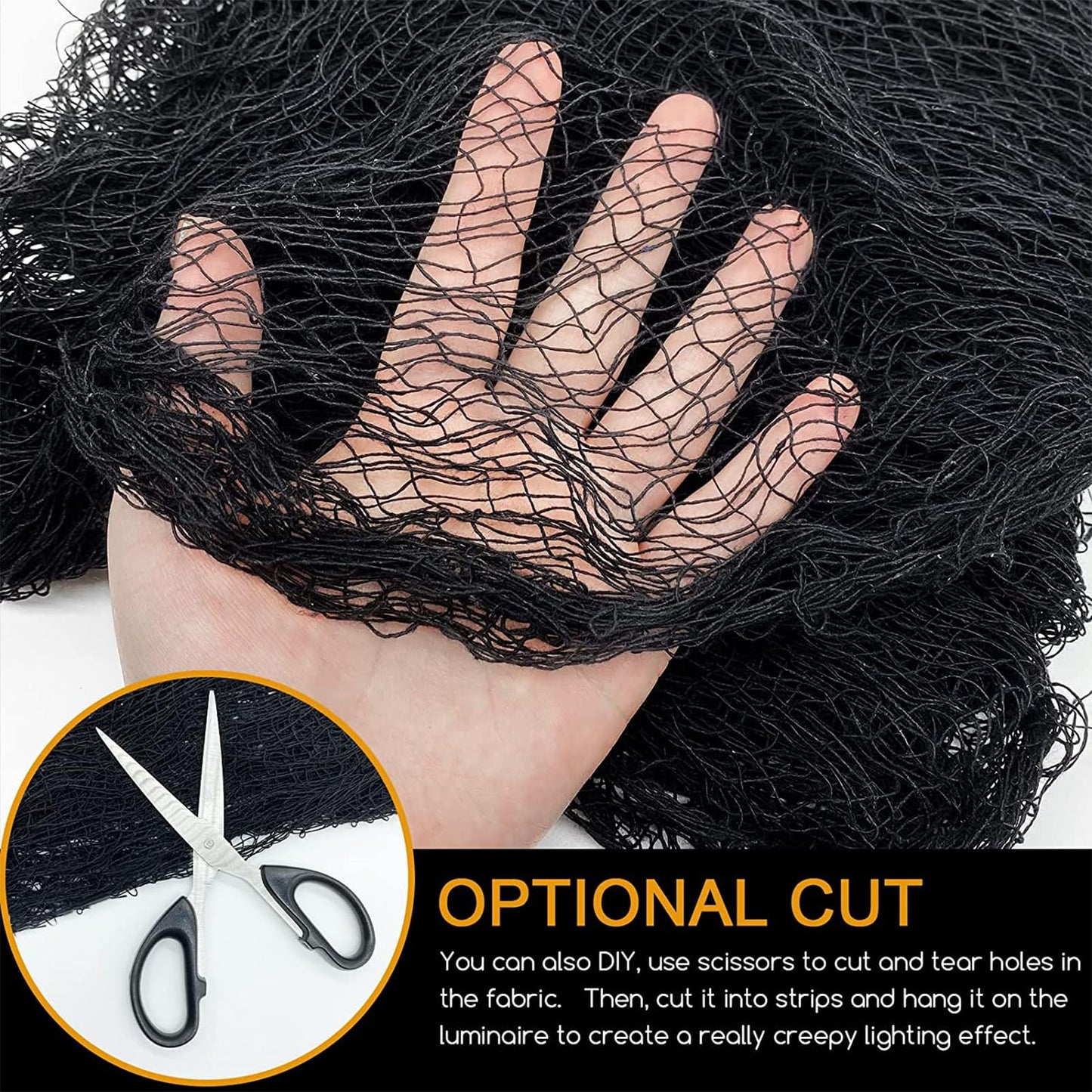Kijamilee 4 Pack Halloween Creepy Cloths, Scary Spooky Cloth Creepy Gauze, 30 x 72inch Freaky Loose Weave Creepy Cloth, Decorations for Haunted Houses Props Halloween Wall Outdoor Indoor Decor (Black)