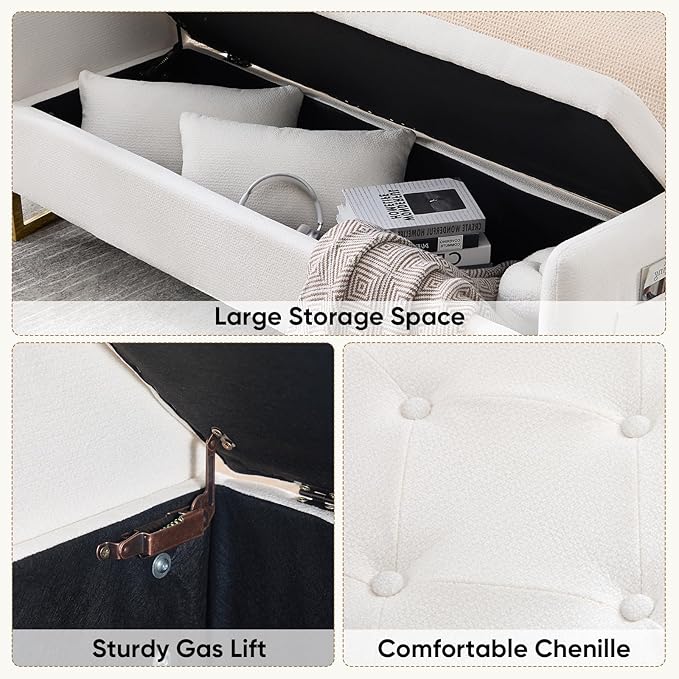 65" Storage Ottoman Bench, Storage Bench