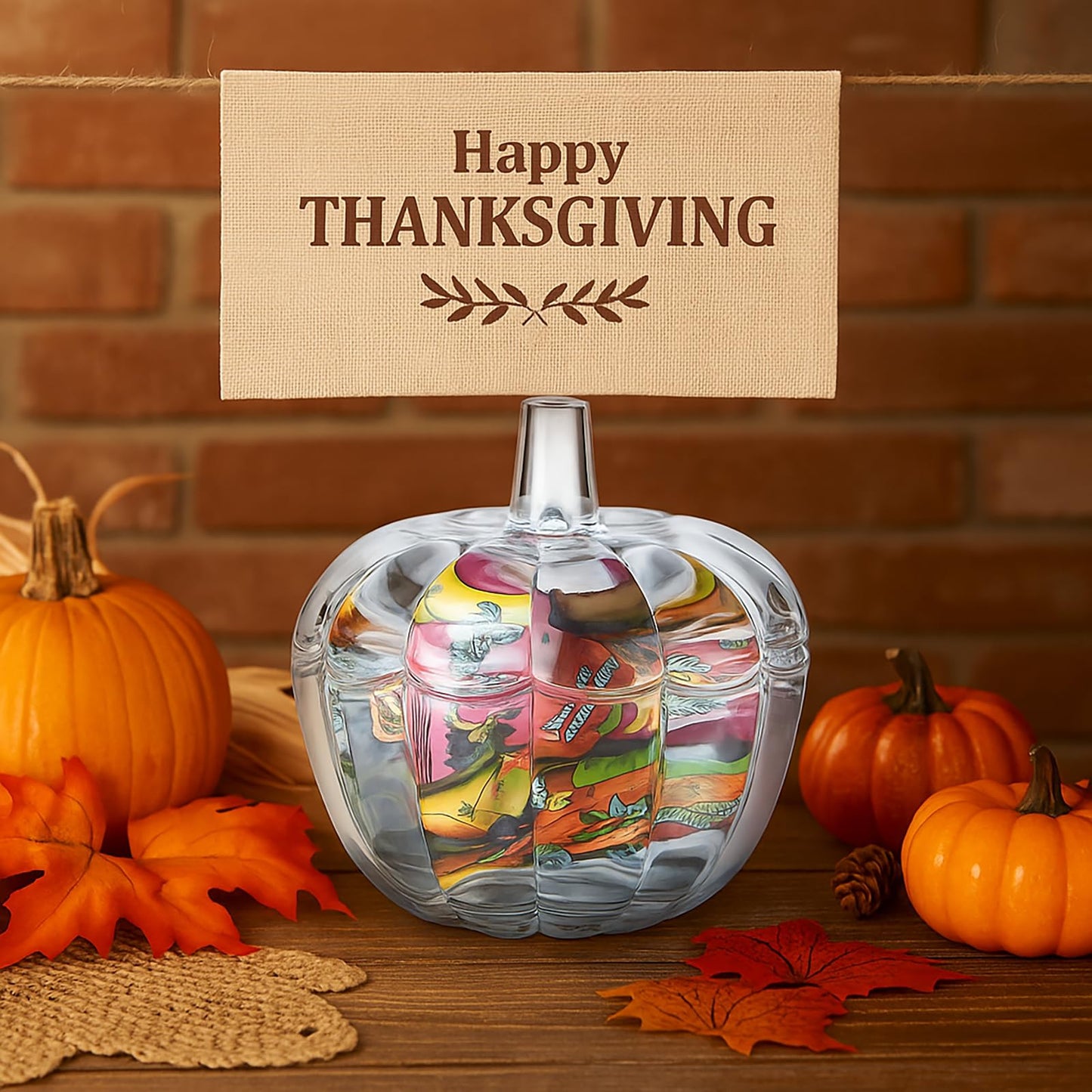 Tanlade 4 Pcs Glass Pumpkin Candy Jar Thanksgiving Candy Bowl Jars with Lids Pumpkin Container with Cover Transparent Target Glass Dish for Thanksgiving Home Party Wedding Decoration
