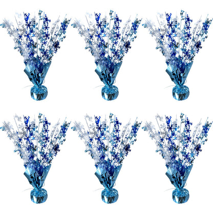 FUBININA 6 Pack Winter Wonderland Snowflake Table Decoration Metallic Blue White Glitter Foil Spray Tabletop Centerpieces for Winter Christmas Xmas Frozen Birthday Wedding Baby Party Supplies Decor