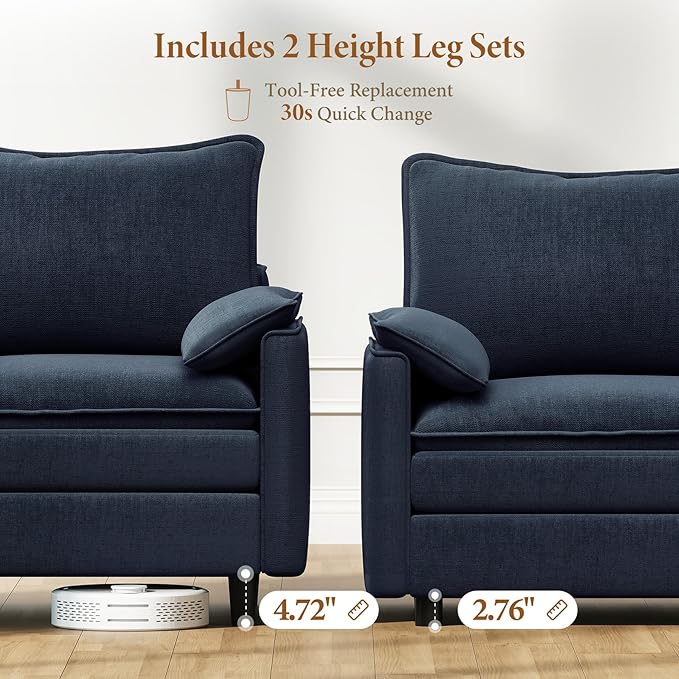 Vesgantti 142" U Shaped Sectional Couch, Comfy Cloud Modular Sectional Sofa