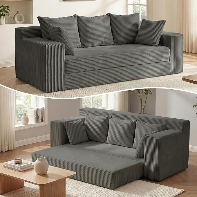 Convertible Sofa Bed, 5 in 1 Small Boneless Couch Pull Out Loveseat Sleeper Sofa