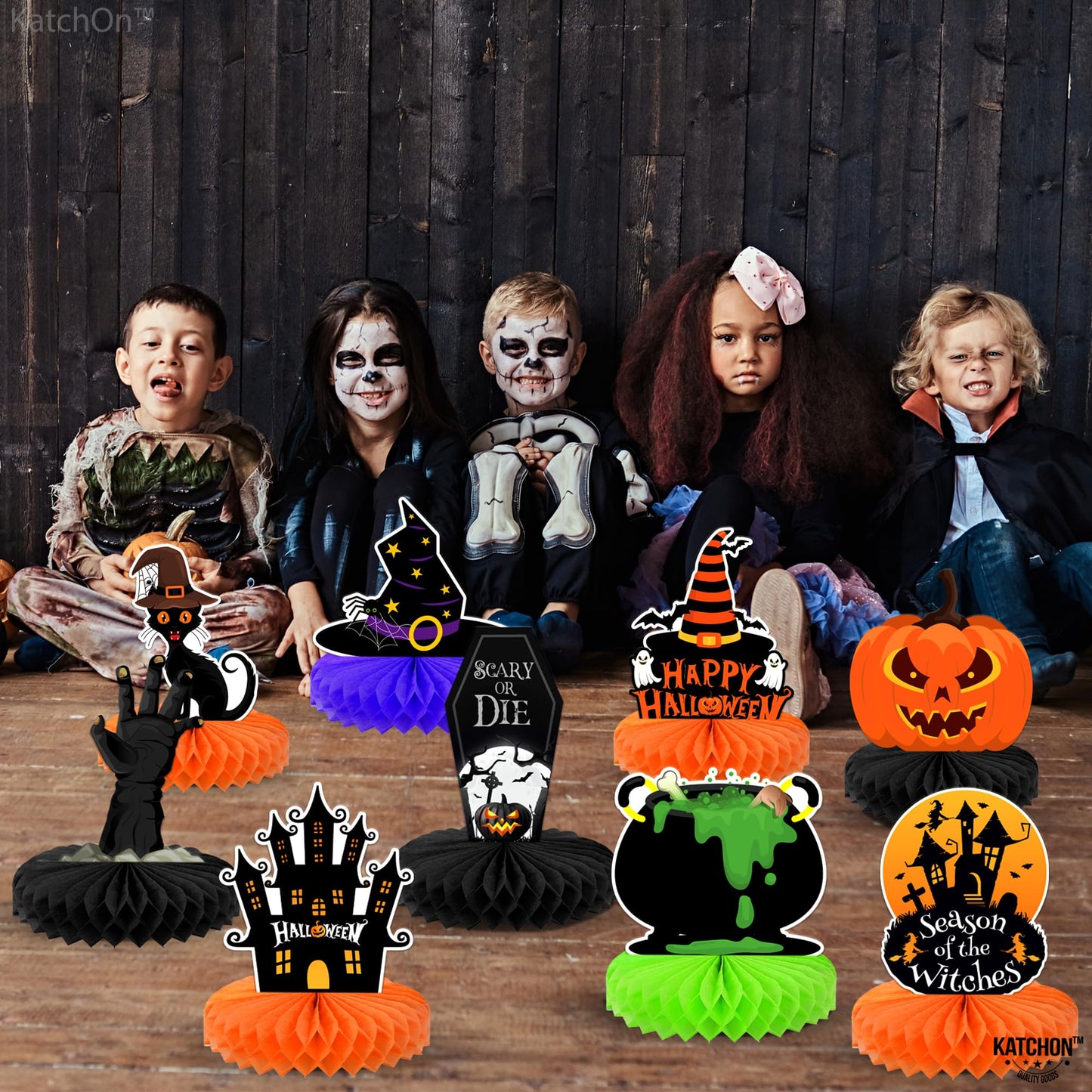 KatchOn, Halloween Centerpieces for Tables - Pack of 9 | Witch Centerpiece, Halloween Table Decorations | Orange and Black Spooky Summerween Party Decorations | Summerween Decor