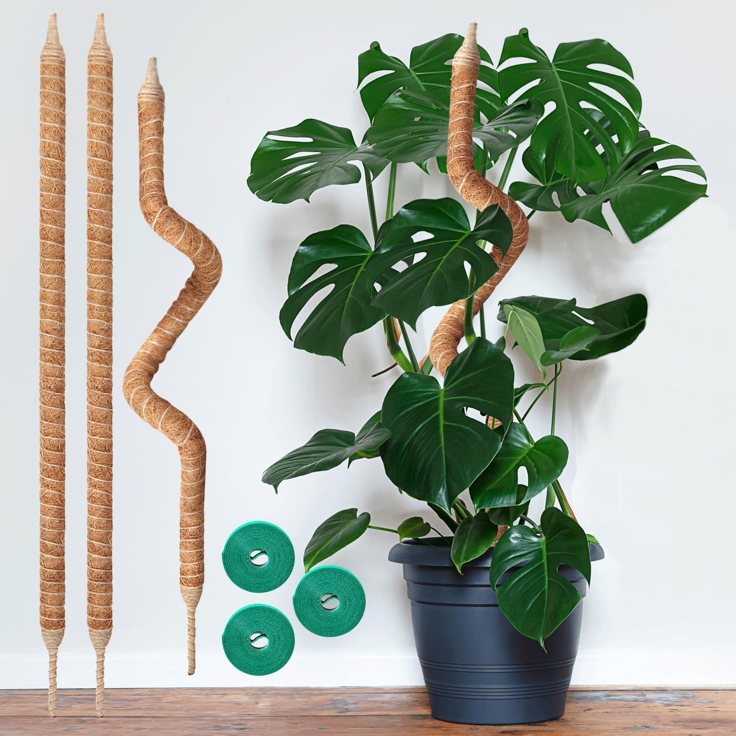Vanut 3-Pack 35in Bendable & Sturdy Plant Moss Pole for Monstera, Gifts for Plant Lovers, Pothos Vines, Philodendron, Fishbone Cactus & Indoor Tropical Houseplants, Coco Coir
