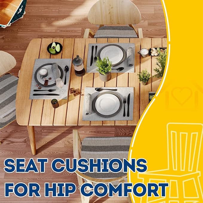 AAAAAcessories D-Shaped Chair Cushions, Machine-Washable Cover, Boldstripes