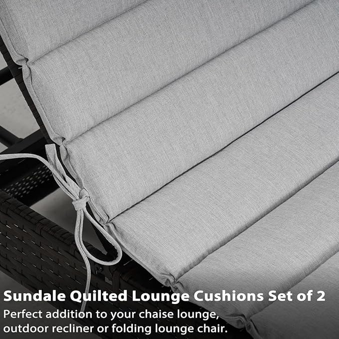 Sundale Outdoor Olefin Quilted Lounge Cushion Set of 4, Patio Foldable Chaise