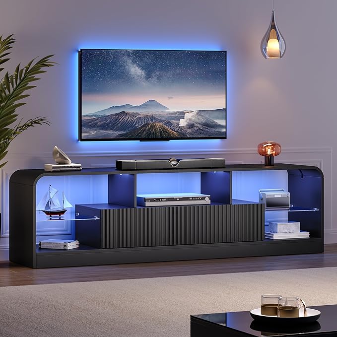 TV Stand for 60/65/70 Inch TVs, Modern Curved TV Console