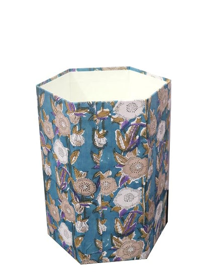 Generic 3.3 Gallon Cotton Hand Block Printed Paper Waste Basket |Small Decorative Trash Can for Housewarming Gifts in Living Room, Bedroom, Bathroom | Eco-Friendly, Plastic-Free (1, CREEM FLOWAR)