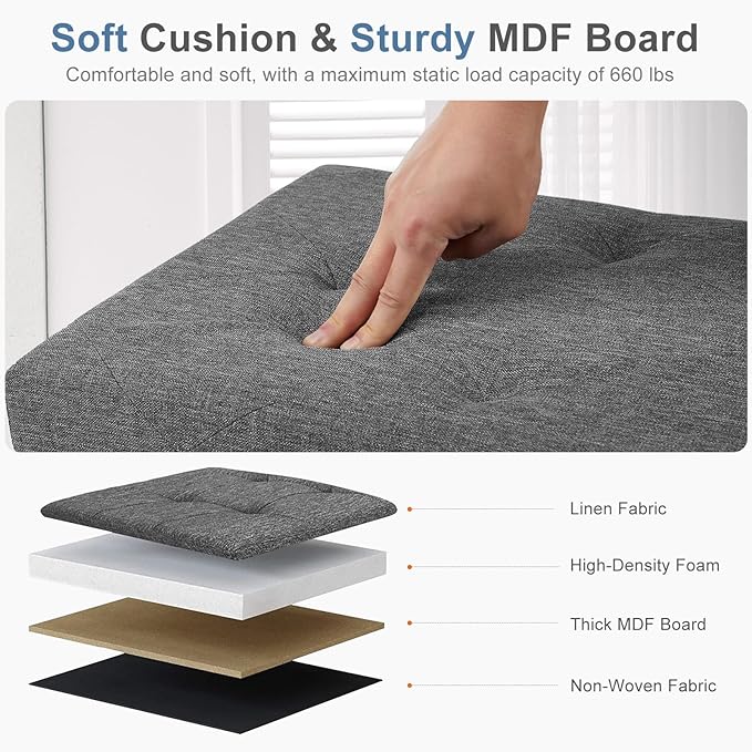 DUMOS 30 Inch Folding Storage Ottoman Bench, Large Hidden Storage Chest