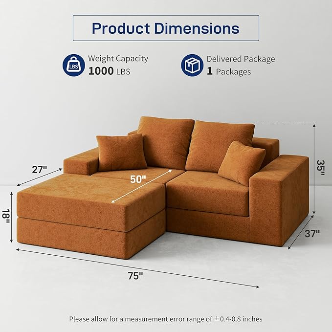 Cloud Modular Sectional Sofa, Comfy Boneless Couch