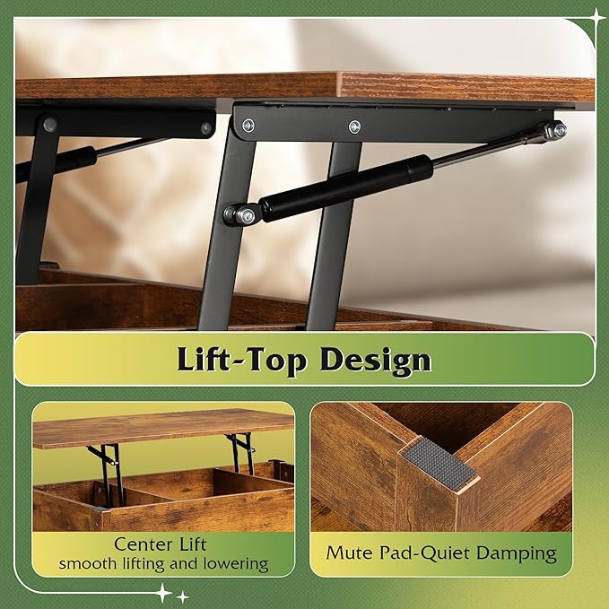 WLIVE Coffee Table, Lift Top Coffee Table