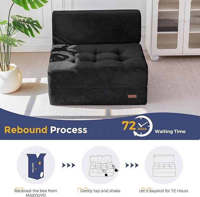 MAXYOYO 8" Folding Sofa Bed, Fold Out Chair Bed Sleeper Chair, Convertible