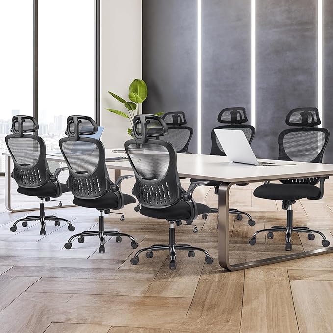 Sweetcrispy Office Computer Desk Chair, Ergonomic High-Back Mesh Rolling Work