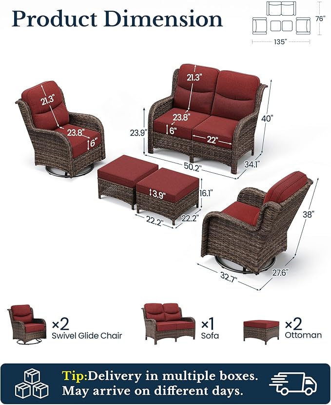 HILLGA Luxury High Back Patio Furniture Set