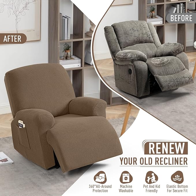 TAOCOCO Oversized Recliner Chair Covers, 1 Seater Streach Recliner Covers Soft