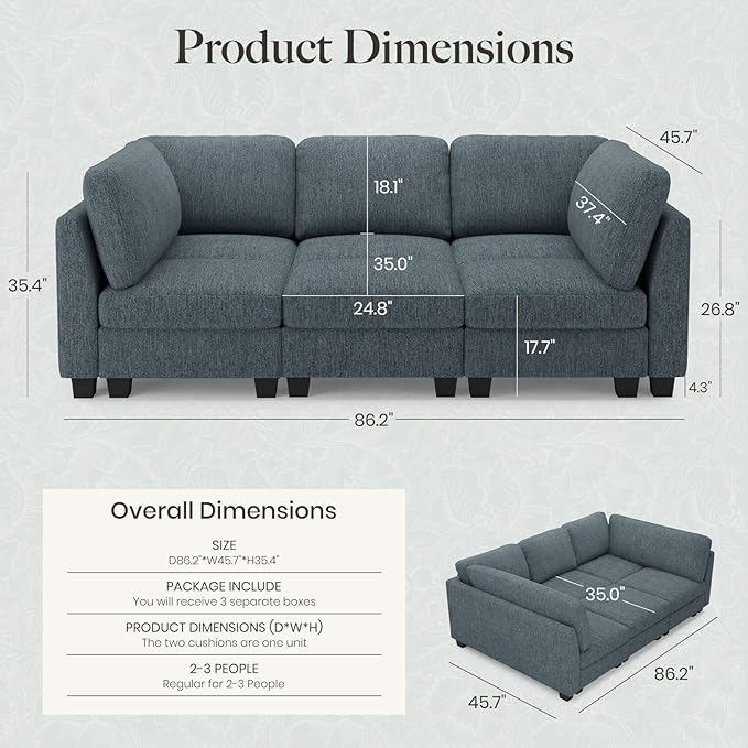 Belffin 86.2" Sectional Sleeper Sofa Bed