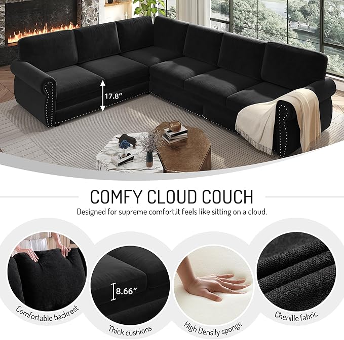 118" L-Shaped Sleeper Couch Bed