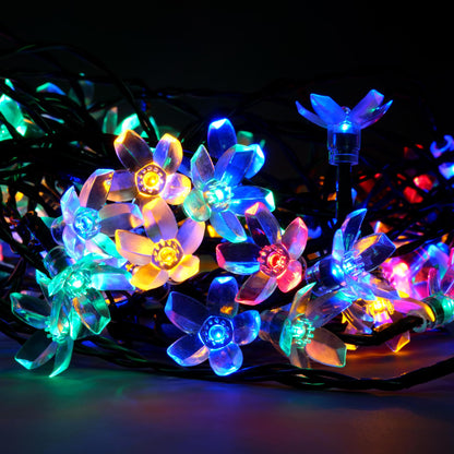 YULETIME 100 Count Multicolor Cherry Blossom Novelty String Lights, 8-Mode 33-Foot LED String Lights (Cherry Blossom)
