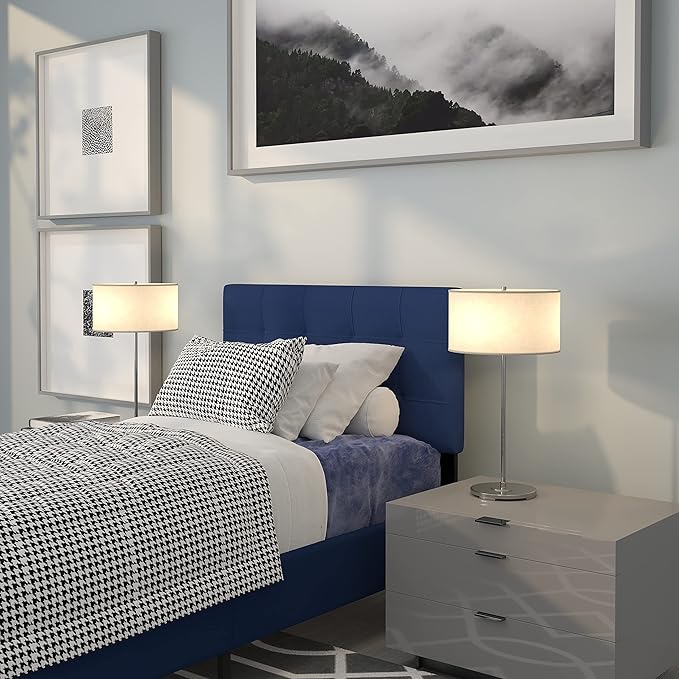 Flash Furniture Bedford Tufted Upholstered Twin Size Headboard in Navy Fabric