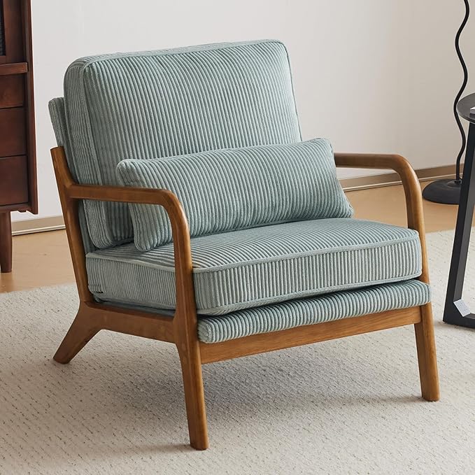 VINGLI Upgraded Premium Corduroy Accent Chair, Upholstered Arm Chair, Solid