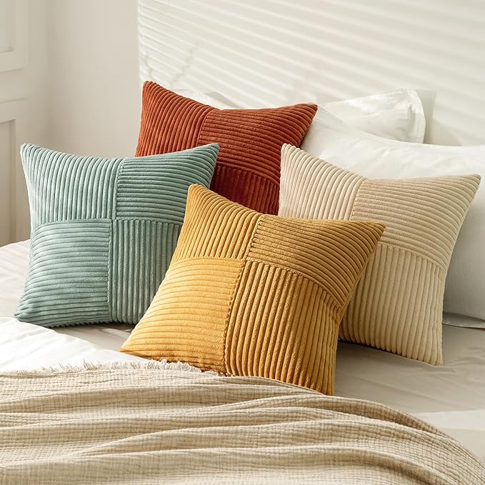 MIULEE Teal-Orange Decorative Throw Pillow Covers 20x20 Inch Set of 4 Boho