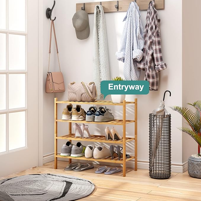 viewcare 4-Tier Bamboo Shoe Rack