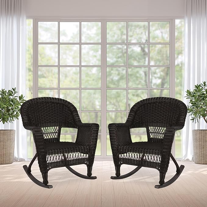 Jeco Set of 2 Wicker Rocker Chairs