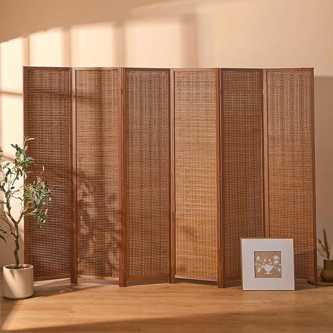 6 Panel Room Divider and Extra Wide Folding Privacy Screen, 94.5" W x 67" H