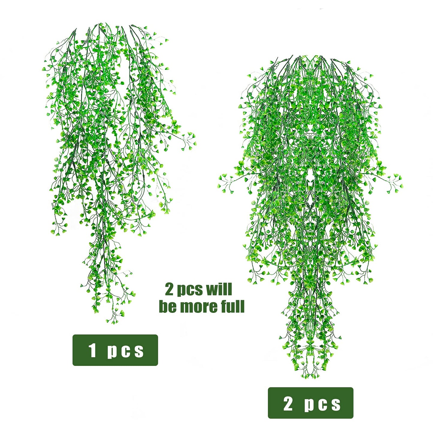 RECUTMS 4Pcs Artificial Hanging Plants Faux Hanging Greenery Ivy Decor Artificial Hanging Vines Plastic Plants for Indoor Outdoor Wall Home Garden Wedding Party Decor(Green 4P)