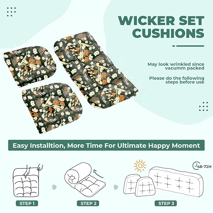 DANGHOOGY Wicker Chair Cushions, Waterproof Outdoor Loveseat Cushions