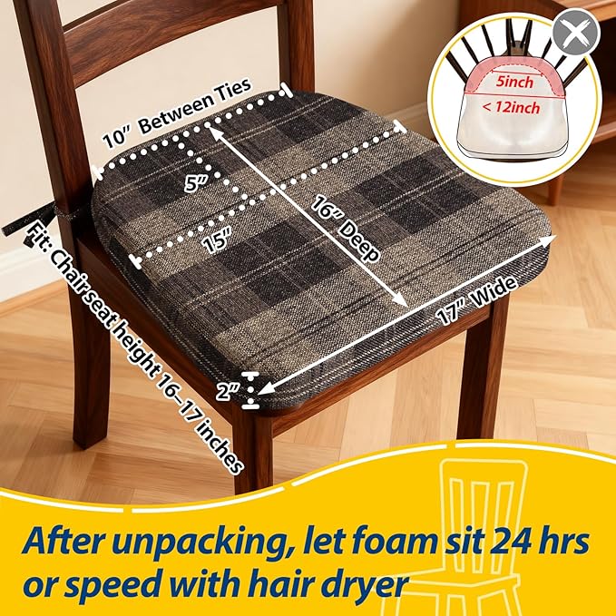AAAAAcessories D-Shaped Chair Cushions, Machine-Washable Cover