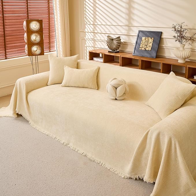DREAMINGO Chenille Sofa Cover Washable Pet Couch Protector Cover Textured Couch