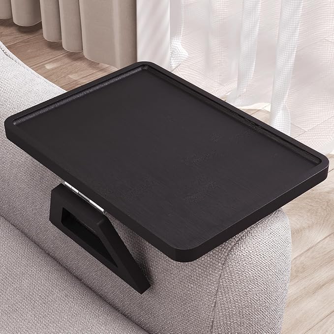 Couch Arm Tray, Bamboo Folding Sofa Tray, Sofa Armrest Trays Clip-On Couch Desk