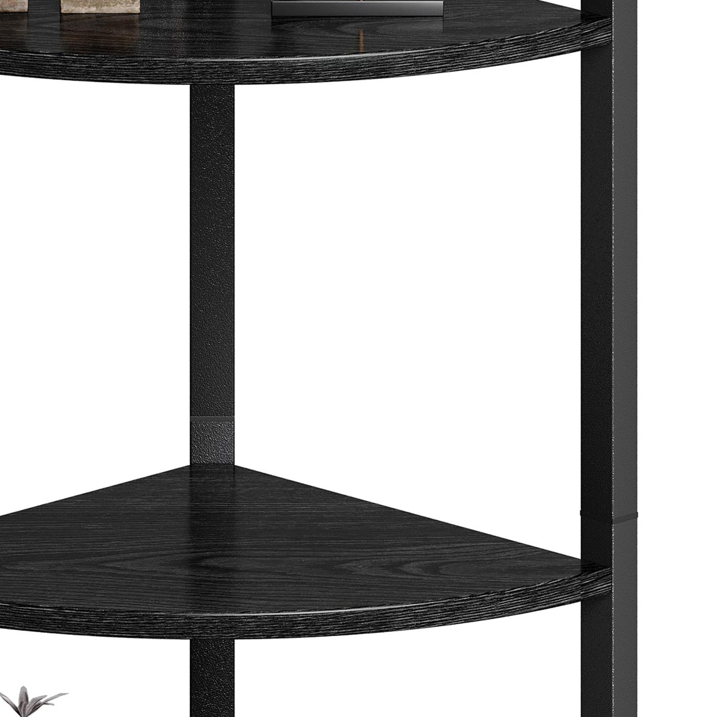 6 Tier Corner Shelf 63.1" Tall Corner Shelves stand Ladder shelf metal Standing Bookshelf Organizer Display Rack Bookcase Plant Stand Industrial for Living Room Bedroom Black Wood grain CS-001B3