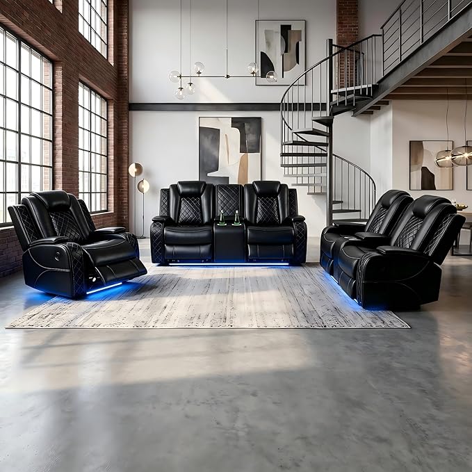 Leather Sofa Set, Power Recliner Sofa Set