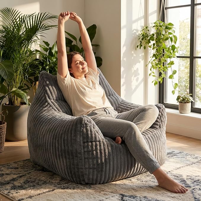 Bean Bag Chair for Adults, Oversized Memory Foam Bean Bag Chairs, Soft Corduroy