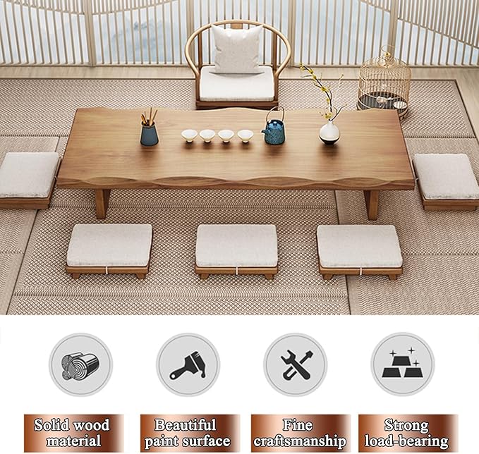 Solid Wood Japanese Low Floor Table Meditation Floor Sitting Altar Table