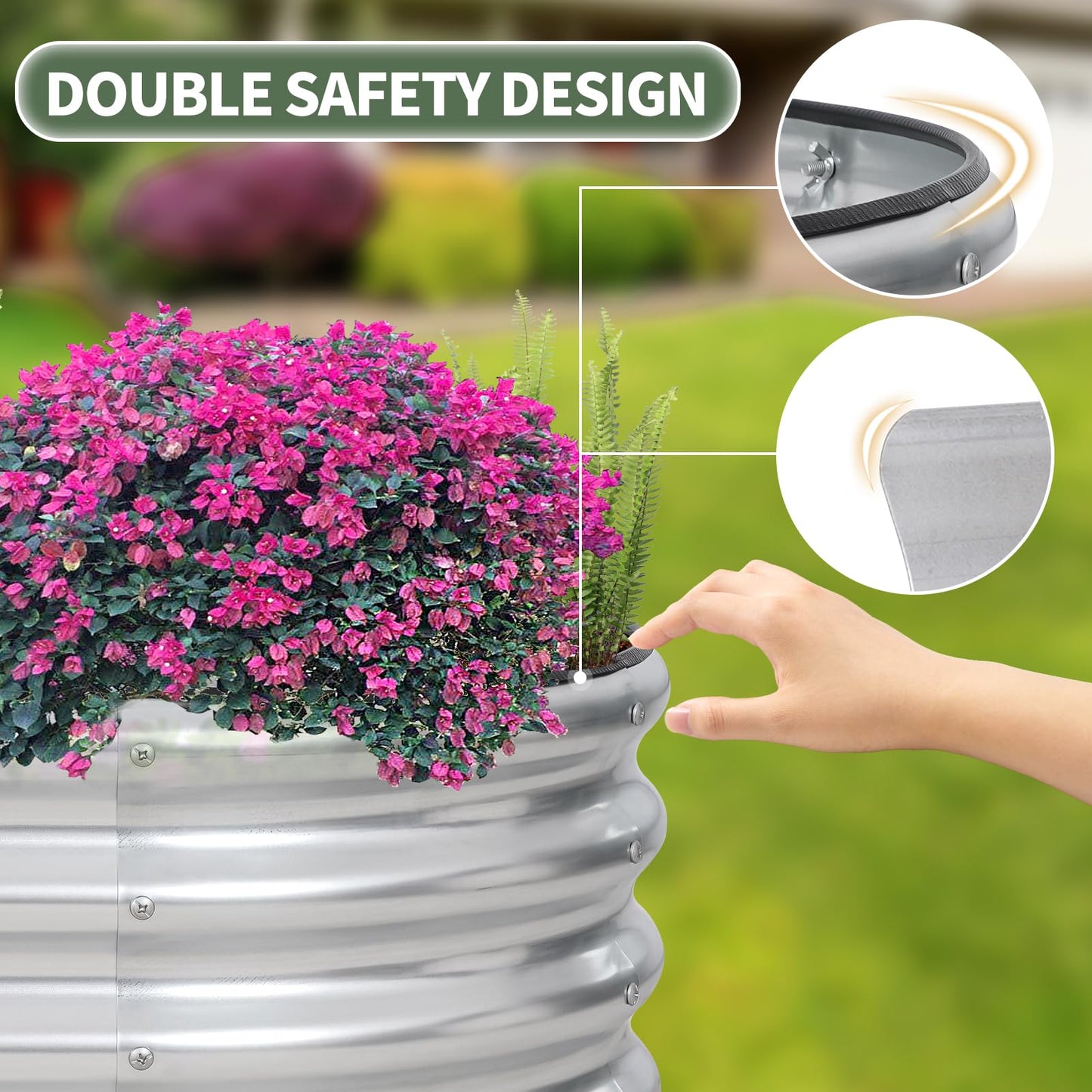 Galvanized Raised Garden Bed- Planter Garden Boxes Outdoor, Raised Beds for Gardening, 4x2x1ft Metal Garden Bed Kit for Vegetables Flower, Planter Raised Bed with Protective Tape & Tools.Silver-4pack