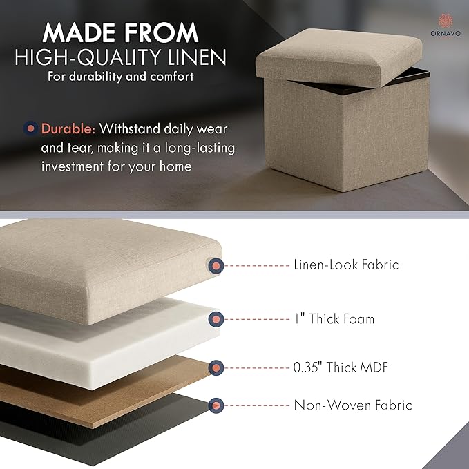 Ornavo Home Small Storage Ottoman,