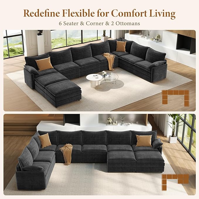 Vesgantti Large Modular Sectional Sofa, Big Comfy Cloud Couch