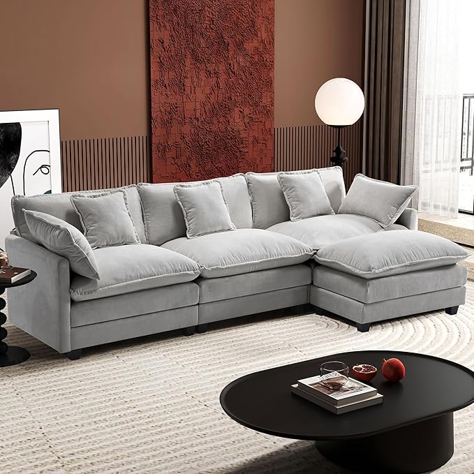 Ihanherry 111.4" L Shaped Modern Sofa Modular Sectional Cloud Couch
