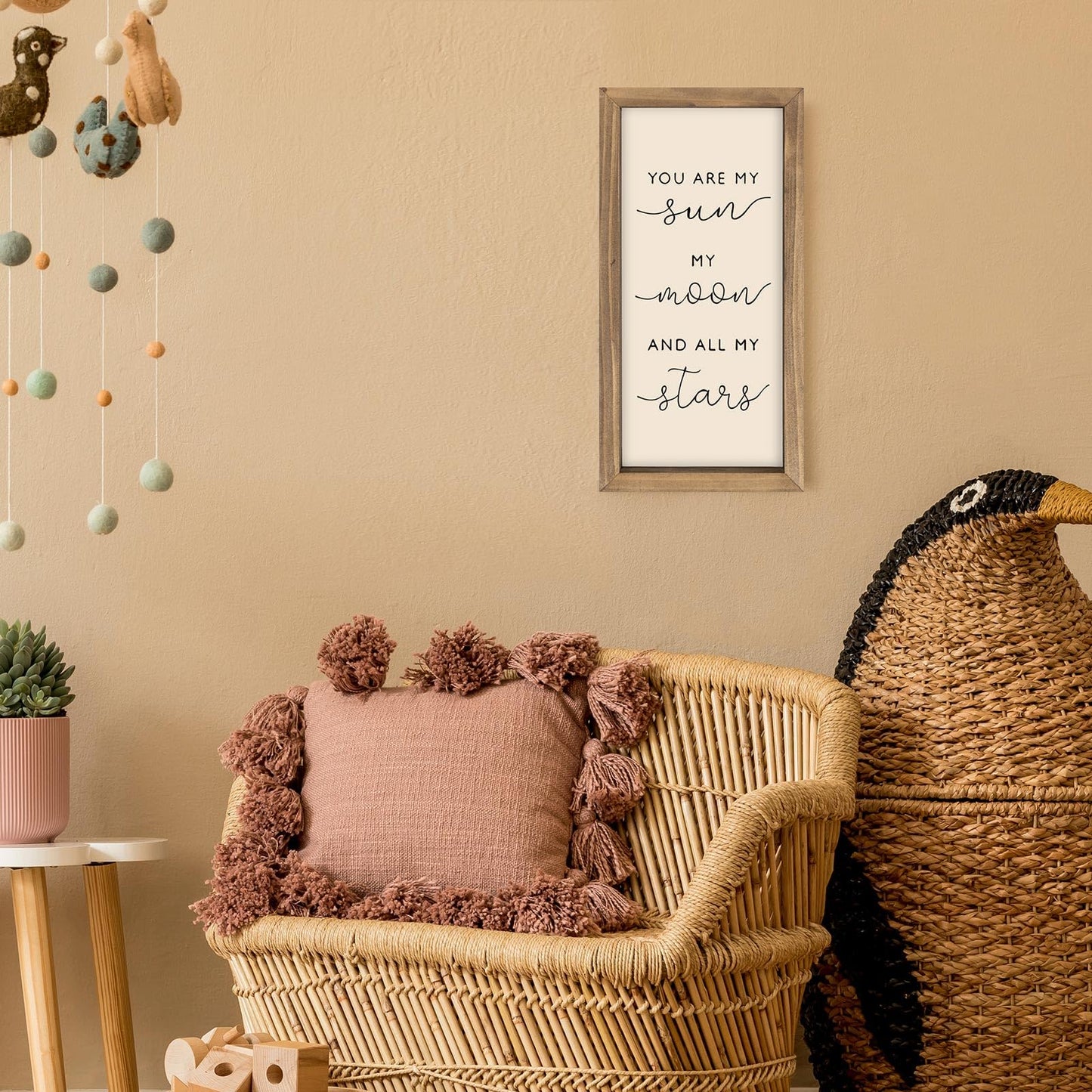 pechpell 11.8×5.9 In Nursery Wall Art, Wooden Sign Baby Room Wall Decor, You are My Sun Moon and Star Rustic Space Themed Kids Girl Boy Teen Room Bedroom Playroom Farmhouse Decorations for Home