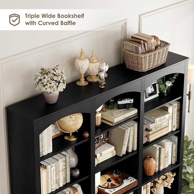 FACBOTALL 71" Triple Wide Bookshelf, 6 Tier Tall Bookshelf, Large Book Shelf