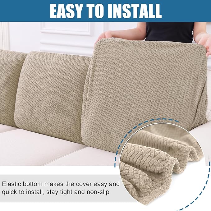 Smiry Waterproof Couch Cushion Covers, Stretch Jacquard Thick Sofa Cushion