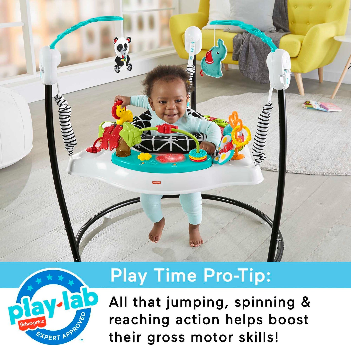 Fisher-Price Baby Bouncer Pink Petals Jumperoo Musical Activity Center with Lights Sounds & Developmental Toys