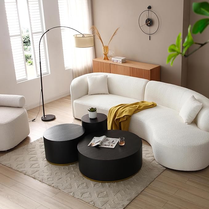 SSLine Classic Drum-Shape Living Room Table Contemporary Round Coffee Table End