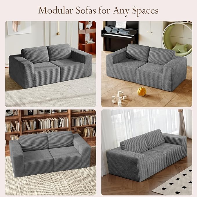 Vesgantti 80" Modular Sectional Sofa, Corduroy Cloud Couch