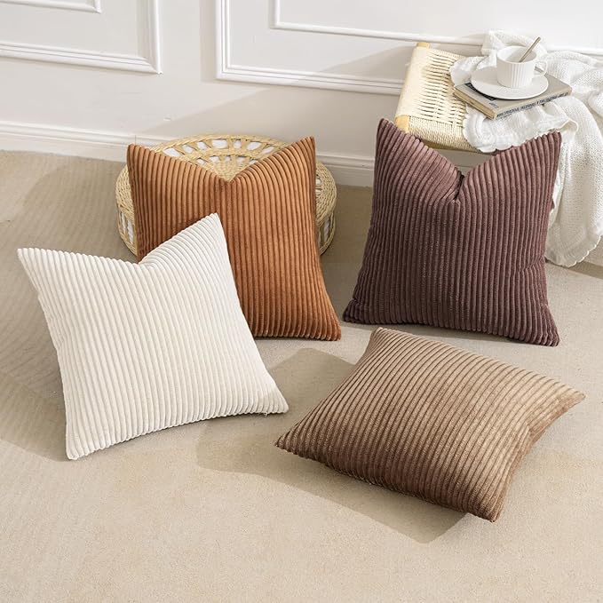 MIULEE Boho Farmhouse Throw Pillow Covers 18x18 Inch Set of 4 Rustic Mordern